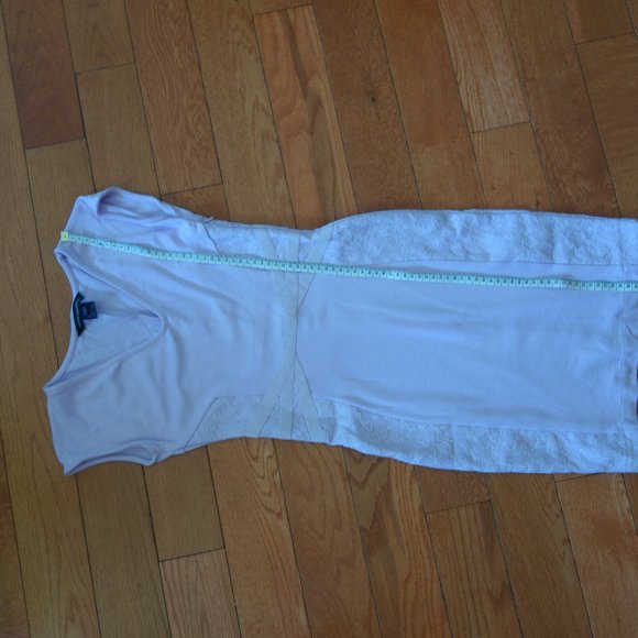 French Connection Lilac Purple Bandage Bodycon Lace Sided Cocktail Dress Size 0 - Picture 12 of 14